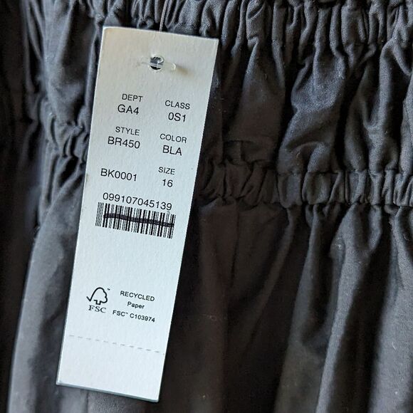 J Crew Maxi Dress V-neck smocked-waist in cotton poplin BR450 Black NWT - Picture 8 of 15